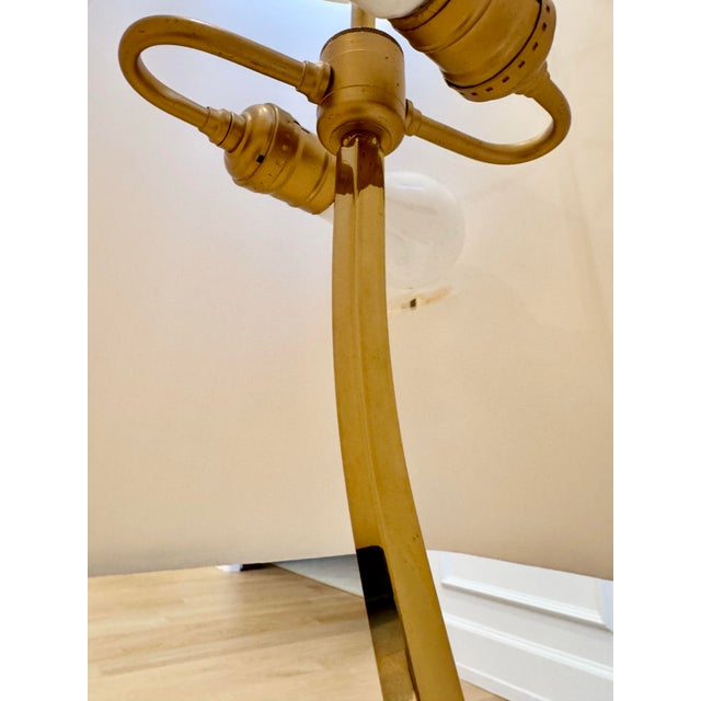 Brass Gorgeous Vintage Modernist Brass Pelican Table Lamp With Chrome Base, 1970s, Heavy For Sale - Image 8 of 9