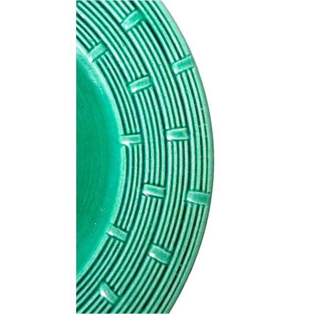 Vintage German Basket Weave Majolica Plate For Sale - Image 4 of 5