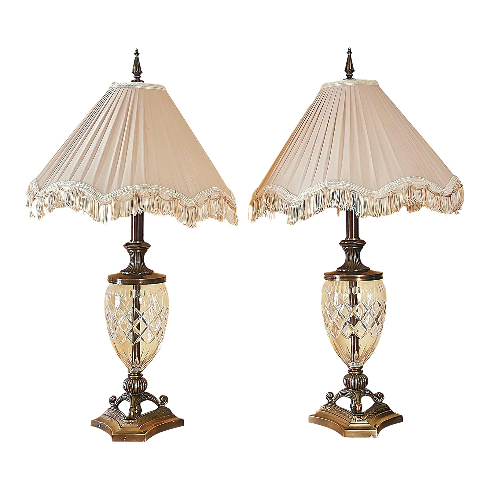 Traditional Style Crystal \u0026 Brass Table Lamps, a Pair | Chairish, image size:1600x1600