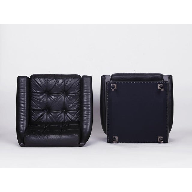 Black Leather Sofa and 2 Armchairs, Germany, 1960s, Set of 3 For Sale - Image 13 of 14