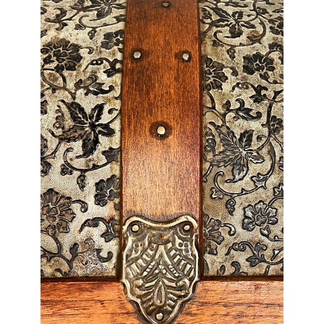 Small Victorian Dome Top Embossed Tin Steamer Trunk. For Sale In New York - Image 6 of 10