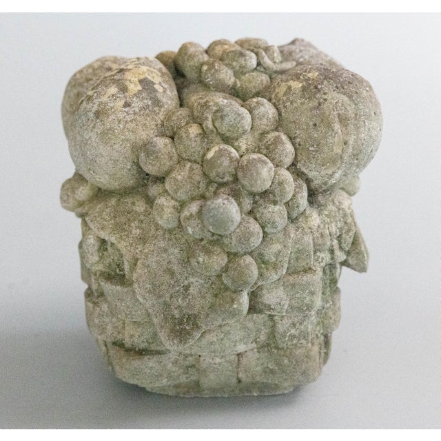 Mid 20th Century Vintage French Concrete Stone Fruit Basket Garden Ornament For Sale - Image 5 of 9