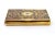Snuff box in enamelled gold with engraved geometric figures, centre with floral motifs on a hinged lid. Metal: Gold....