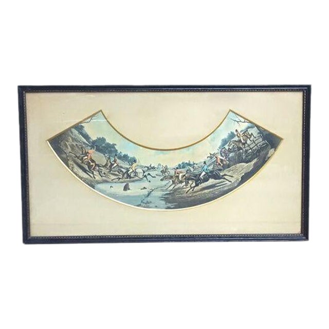 French Antique Hunt Scene Engraving For Sale