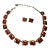 Vintage 1950's Coro Autumn Lucite Confetti Burnt Necklace and Earrings Set Orange Gold Flakes - 3 Pieces For Sale