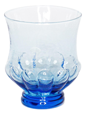 Vintage Azure Blue Petal-Glass Tumblers, Set of 4