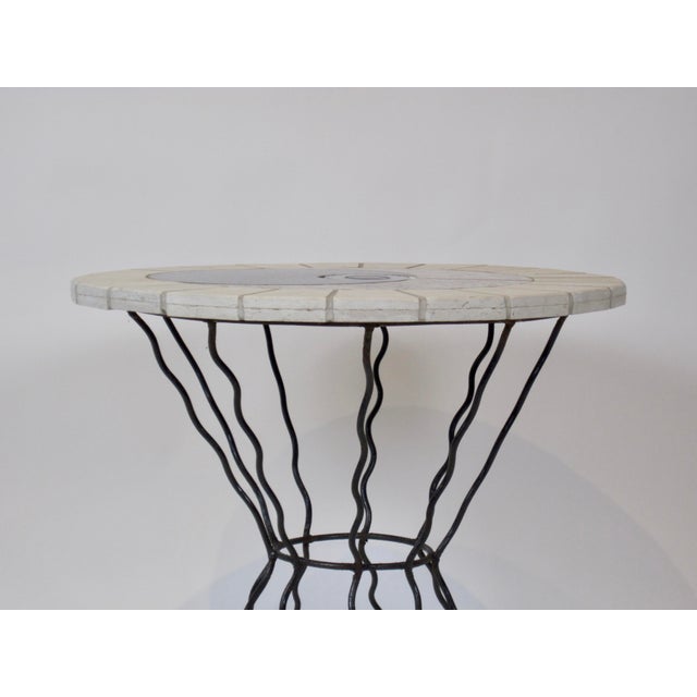 Memphis Era Stone & Glass Table on Wrought Iron Base With Third Eye Design Chairish