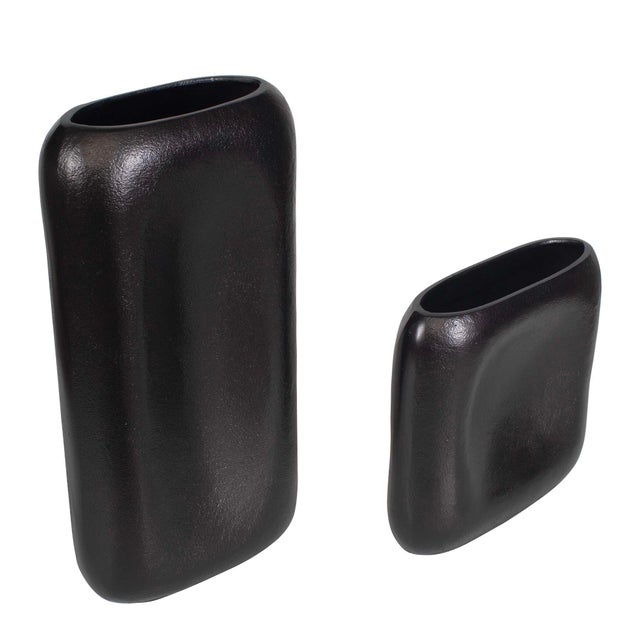2020s Anodic Dark Brown Vases Set/2 For Sale - Image 5 of 6