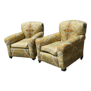 Vintage Chairs Reupholstered in Martin Bullard for Schumacher Fabric For Sale