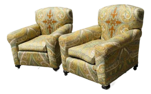 Vintage Chairs Reupholstered in Martin Bullard for Schumacher Fabric