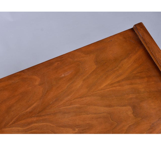 1950s Pair of Mid-Century Modern Walnut Nightstand Cabinets on Hairpin Legs For Sale - Image 10 of 11