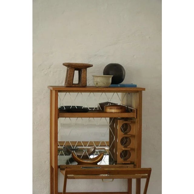 1960s Mid-Century Modern Danish Bar Cabinet in Oak with Green Glass, 1960s For Sale - Image 5 of 18