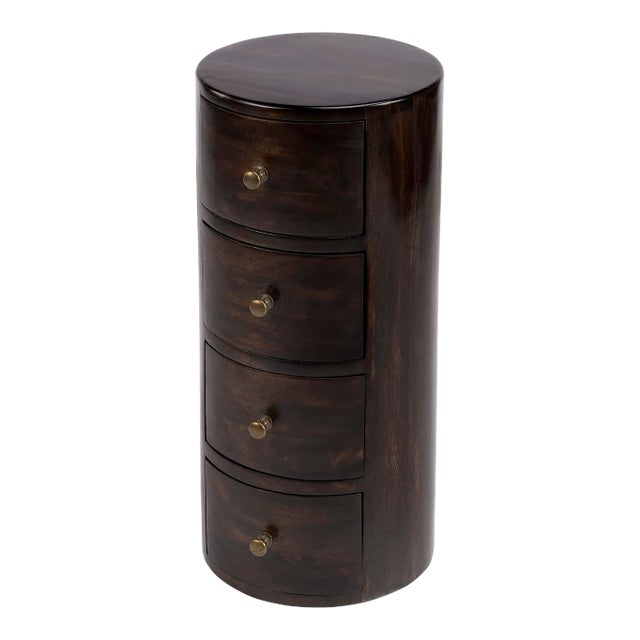 Liam Wood Accent Table with Storage, Dark Brown For Sale