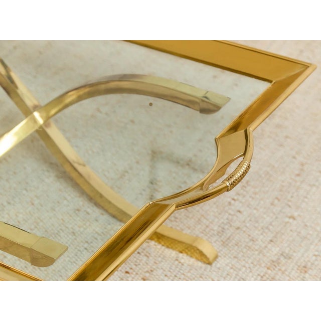 Brass Mid 20th Century Estate Size Polished Brass Cocktail Coffee Table Styled After La Barge Hollywood Regency For Sale - Image 8 of 12