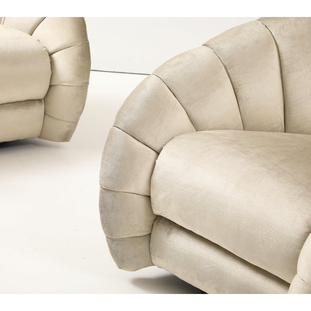 Directional Vladimir Kagan for Directional Swivel Lounge Chairs in Velvet For Sale - Image 4 of 10