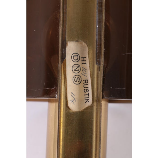 Danish Gilt Brass & Smoked Acrylic Glass Sconce from Hassel & Teudt, 1960s For Sale - Image 4 of 14