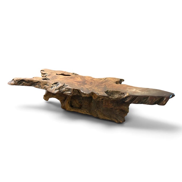 Stunning massive solid burlwood coffee table- made from a solid slab for the top, finished in the softest satin lacquer-...