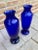 Colorful pair of midcentury cobalt blue vases of Murano, Italy, circa 1970s-1990s. Particularly striking is the narrow...