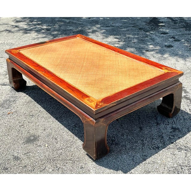 Vintage Asian Elm Seagrass Ming Coffee Table For Sale - Image 10 of 10