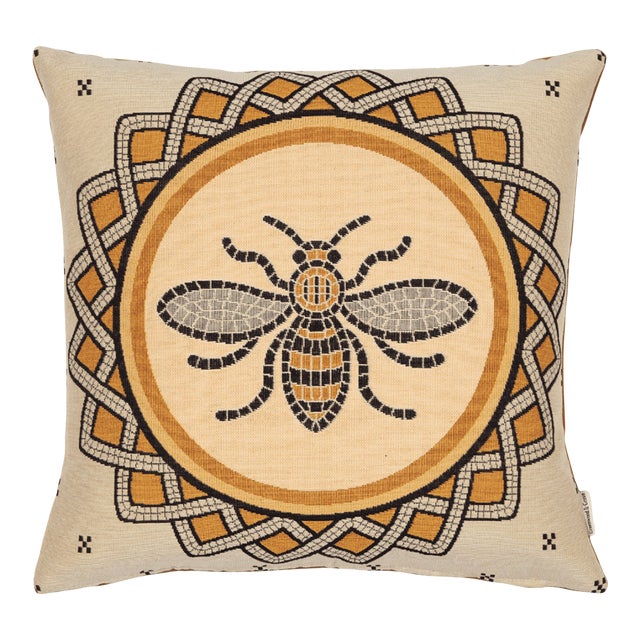 Mosaic Bee Woven Cushion With Feather Filler - 42x42cm (17"x17") For Sale