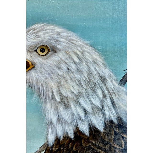 1980s American Bald Eagle Framed Animal Art, Oil on Canvas Lynn Chase Signed 1980 For Sale - Image 5 of 15