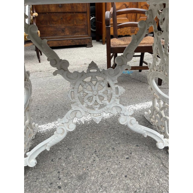 Late 19th Century 19th-Century French Garden Table With Slate Top and Iron Base For Sale - Image 5 of 6