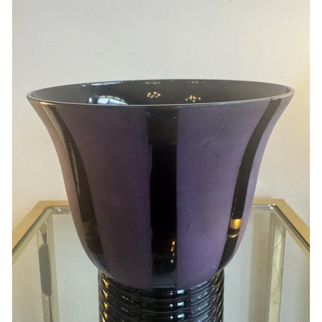 Glass Art Deco Vase in Black Hyalite Glass, 1930 For Sale - Image 7 of 14
