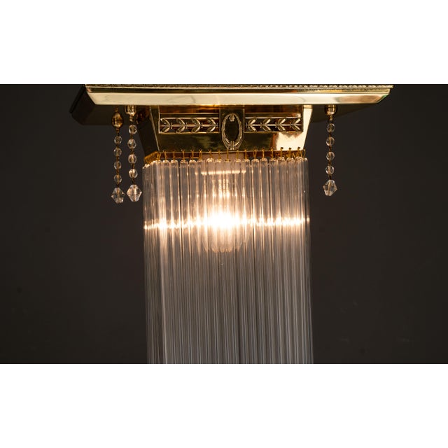 Art Deco Ceiling Lamp with Glass Sticks, Vienna, Austria, 1920s For Sale - Image 3 of 11