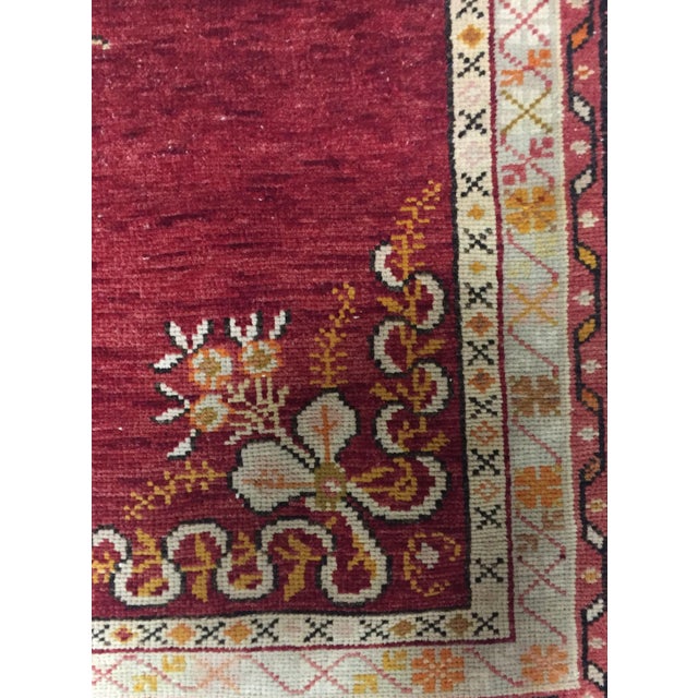 Red Vintage Turkish Oushak Rug 3'6 X 6'7 For Sale - Image 8 of 8