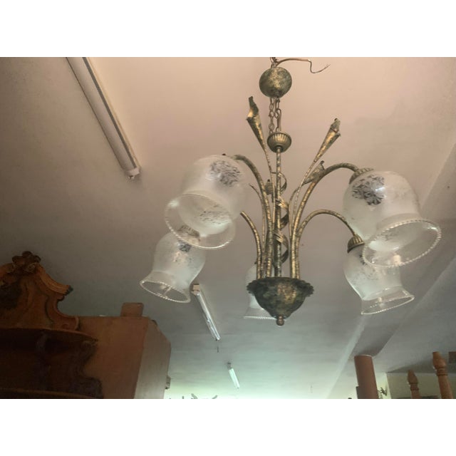 Chandelier in Metal and Glass, 1980s For Sale - Image 18 of 18