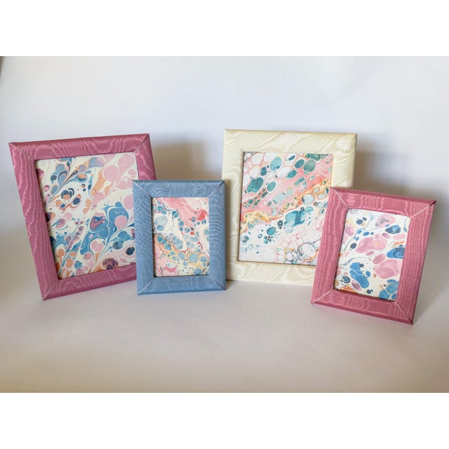 Vintage Moire Ivory and Blush Fabric Table Top Picture Frame, 8x10 For Sale - Image 9 of 9