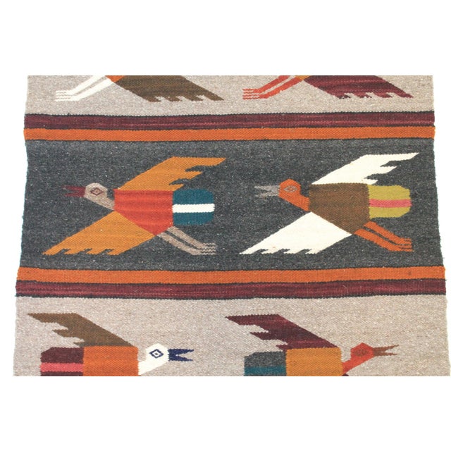 Vintage Hand-Woven Wool Wall Hanging or Tapestry - Birds in Flight For Sale - Image 4 of 6