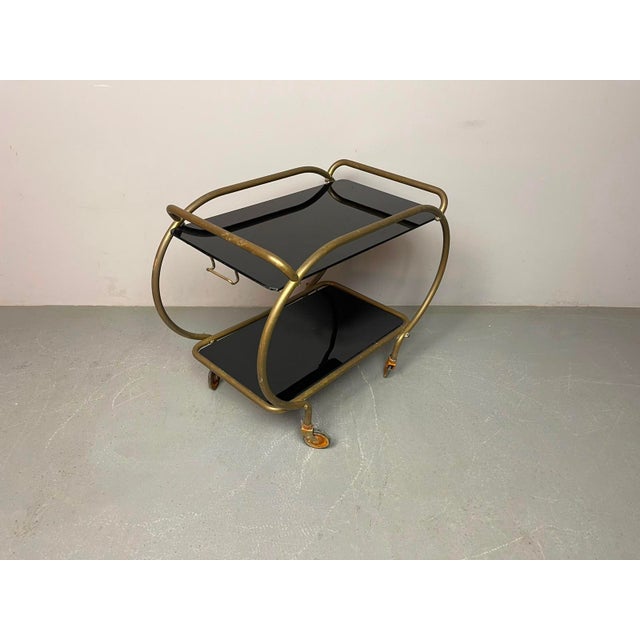 Mid-Century Brass and Black Glass Bar Trolley from Grünstadt, Germany, 1950s For Sale - Image 16 of 18