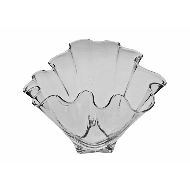 Elegant Steuben Little Handkerchief Vase in clear glass, featuring a softly ruffled, hand-formed silhouette and...