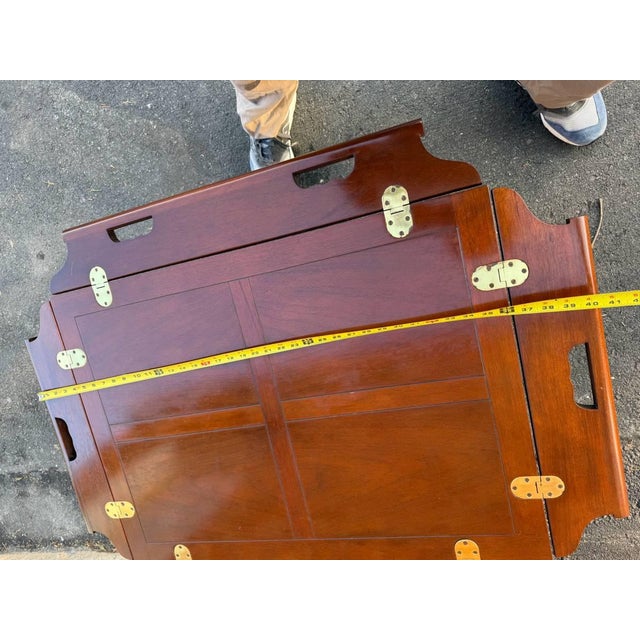 Vintage Baker Furniture Chippendale Style Mahogany Butler Tray Coffee Table For Sale - Image 15 of 18