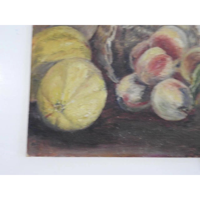 Early 20th Century Early 20th Century Peaches Melons Still Life Painting For Sale - Image 5 of 7