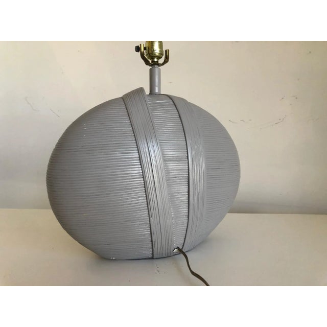 1980's Vintage Plaster Table Lamp With Ribbon Motif - a Pair For Sale - Image 11 of 12