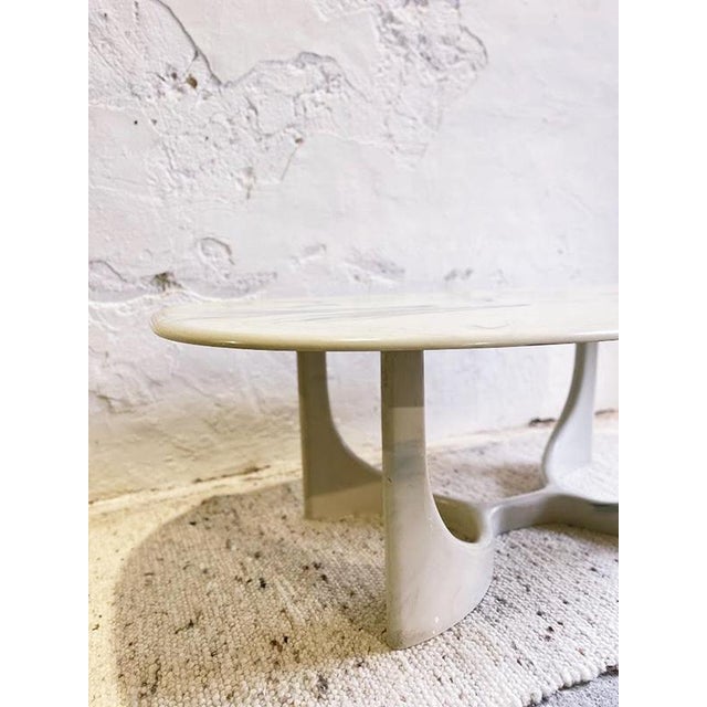 1990s Vintage Danish Modern Marmorino Coffee Table with Sculptural Base, 1991 For Sale - Image 5 of 15