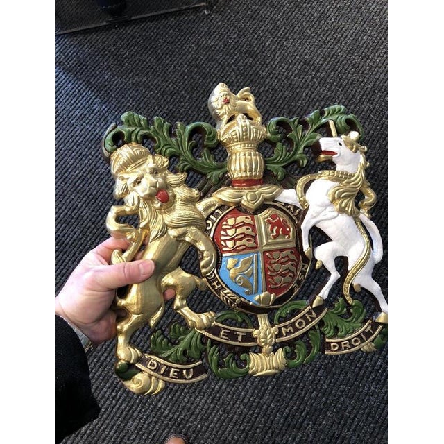 Metal British Royal Coat of Arms Cast Metal Wall Plaque For Sale - Image 7 of 18