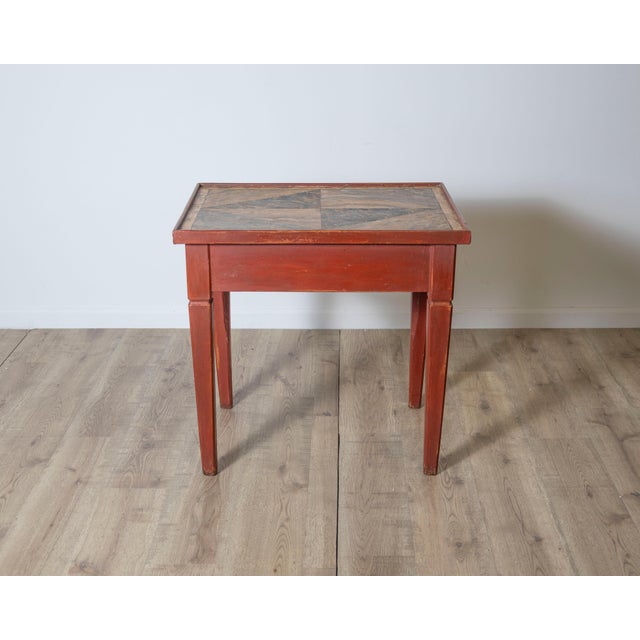 Lacquered Tuscan Side Table with Faux Marble Top, 19th Century For Sale - Image 12 of 12