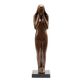 Mid 20th Century Modern Bronze Nude Model of a Lady “Sorrow” Signed 1/4 For Sale