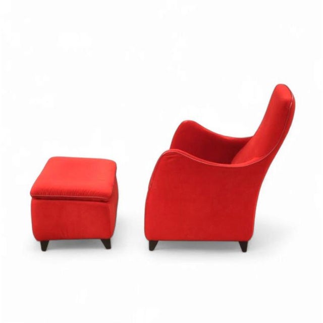 Set of Senta Armchair and Ottoman in Red Velvet by Gerard van den Berg for Wittmann For Sale - Image 6 of 18