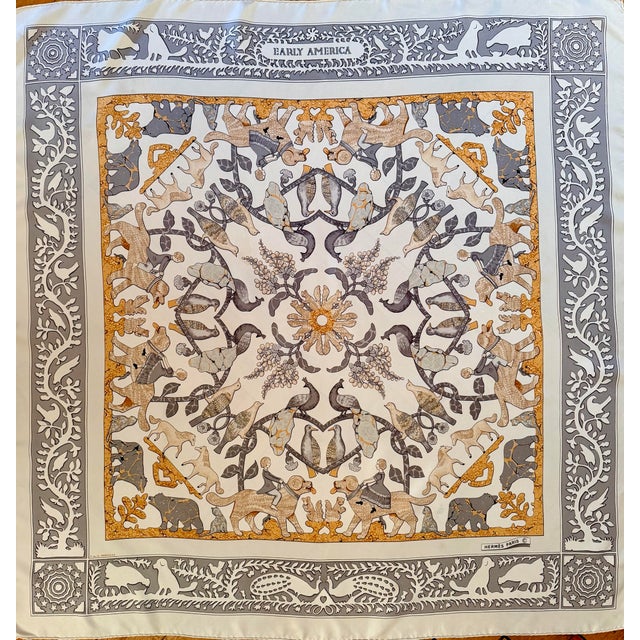 Hermès Early America 1984 Silk Scarf The designer was inspired by American folk arts such as paper cutting. This art...