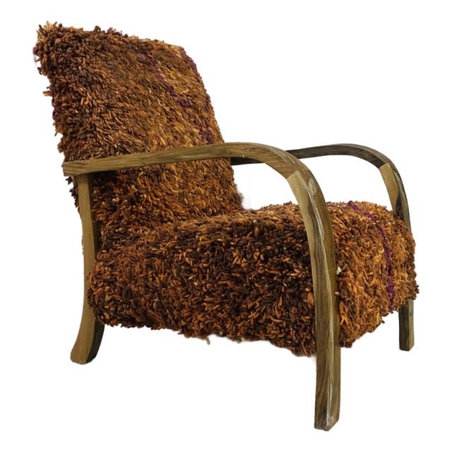 Handmade Moroccan Brown Wool Chair For Sale