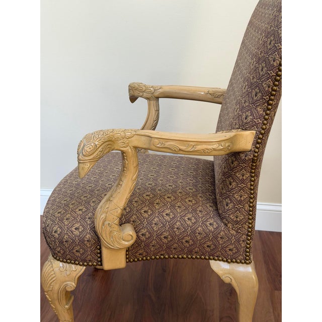 1970s Vintage Carved Eagle Arm Throne Chair For Sale - Image 5 of 12