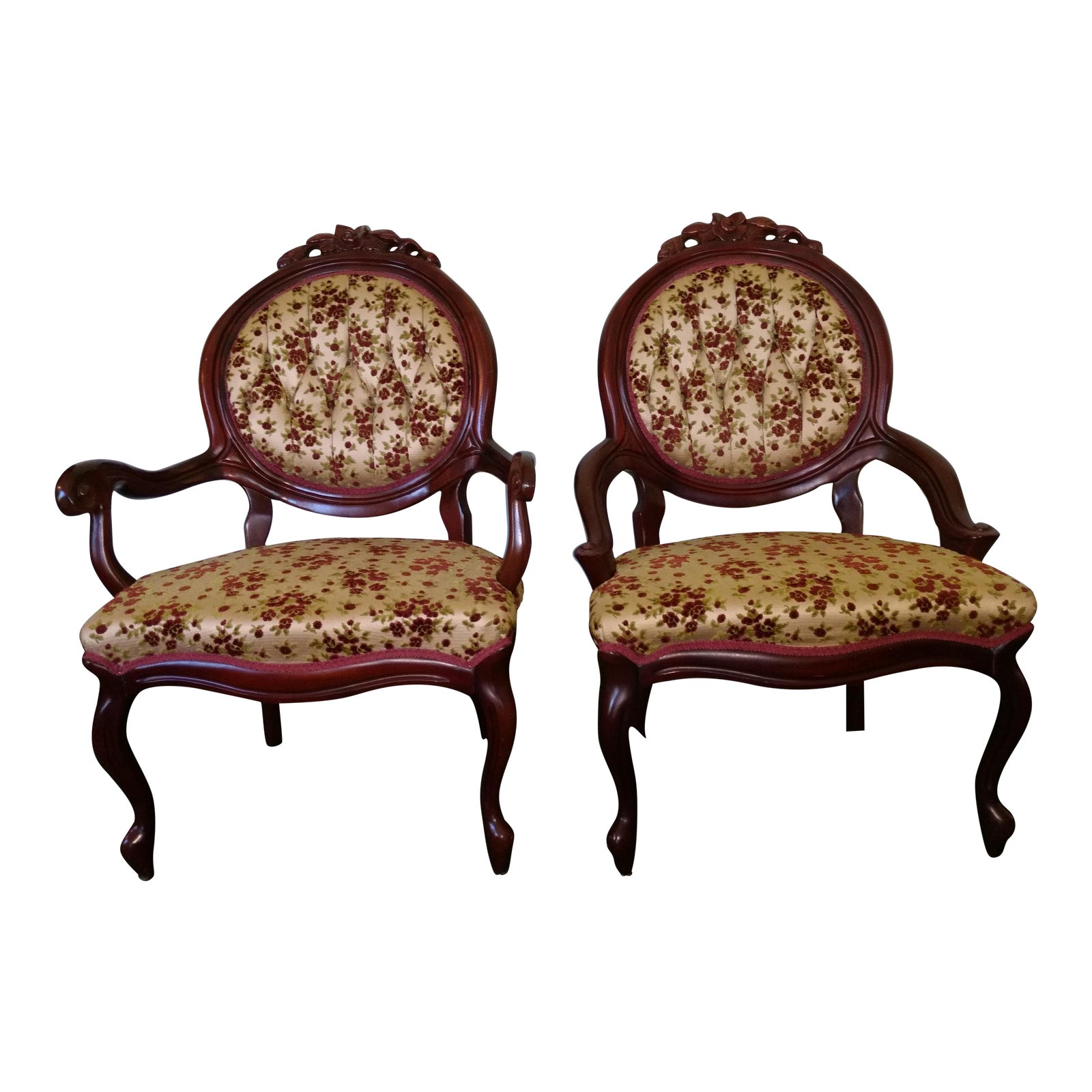 Carlton McLendon Furniture Co. Victorian Chairs - A Pair | Chairish