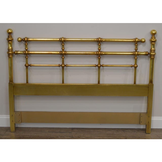 Drexel Barbados Faux Bamboo Vintage Gold Gilt Wood Queen Headboard
