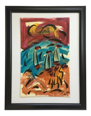1980s Peter Keil Abstract Painting, Framed