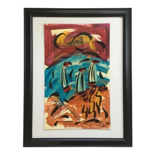 Large Abstract Sailboat Painting, Peter Keil, 1980s For Sale