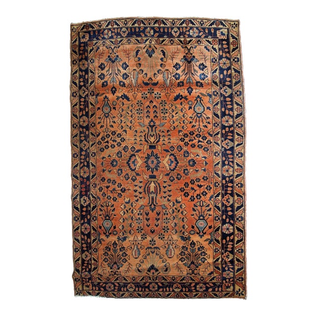 1920s, Handmade Antique Persian Sarouk Rug 4.1' X 6.4' For Sale